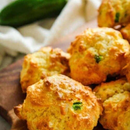 Air Fryer Hush Puppies on brown cutting board