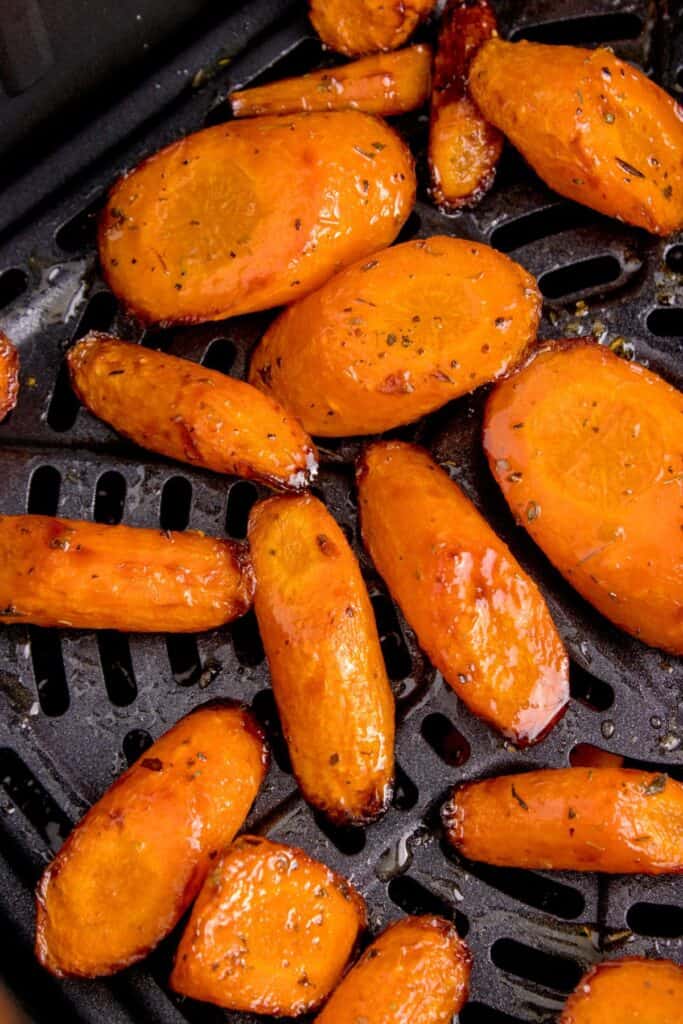 Cooked carrots in the air fryer.