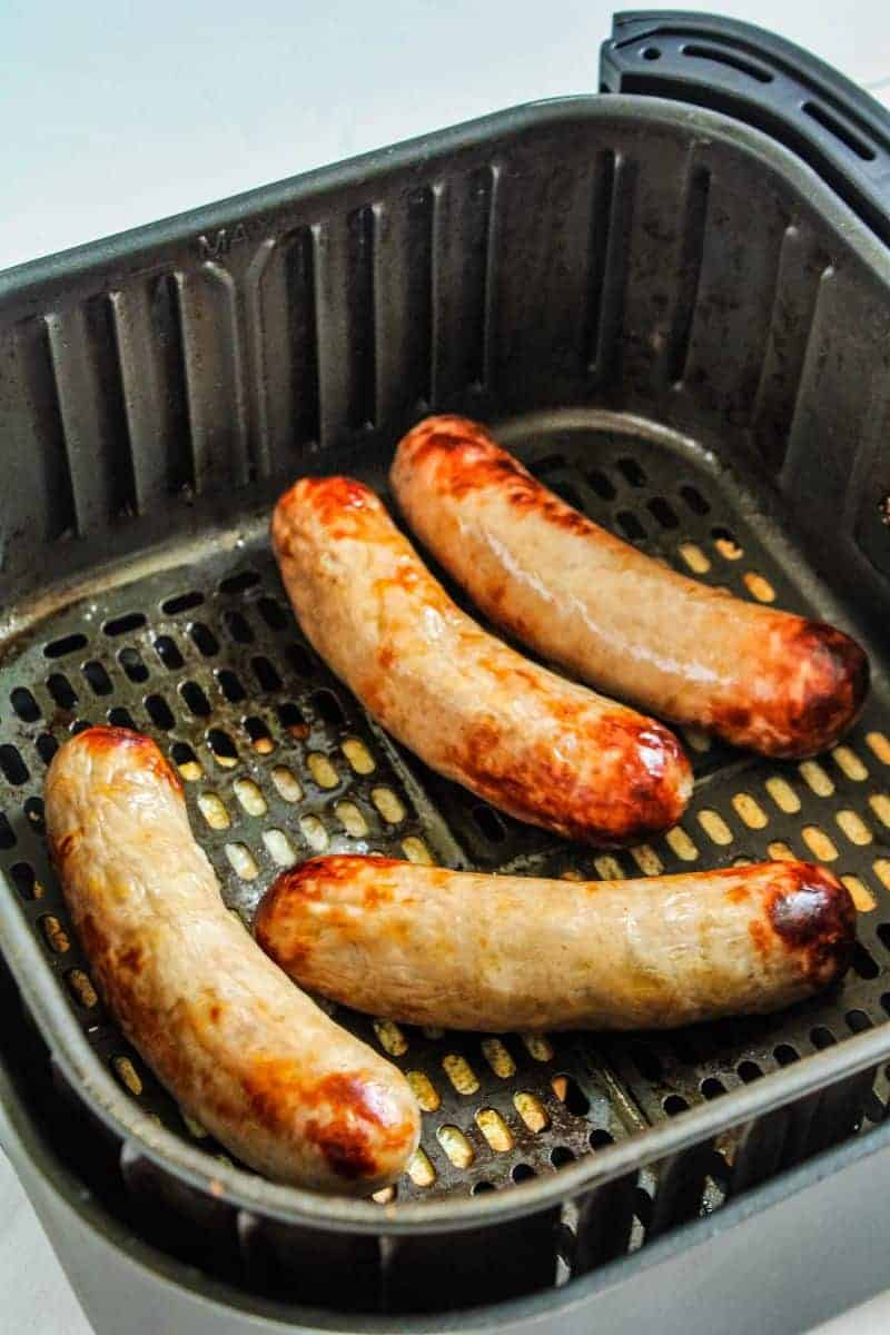 Air Fryer Brats are just as good (if not better) than on a grill. 