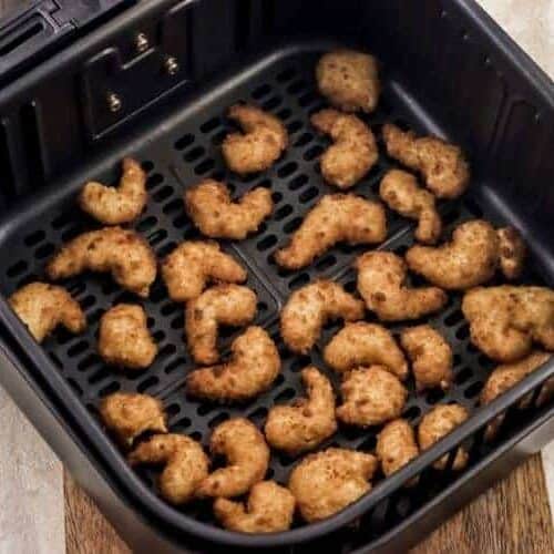 Cooked Popcorn Shrimp inside Air Fryer