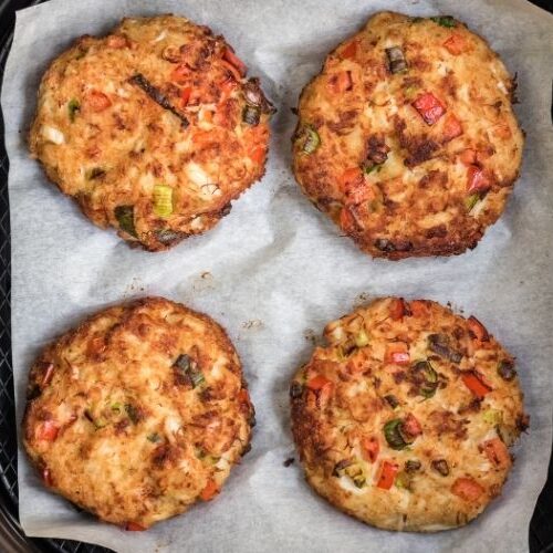 Cooked crab cakes in the air fryer