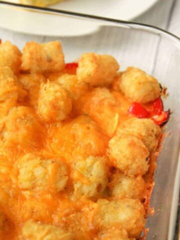 Tater Tot Casserole with No Meat in a 13x9 pan