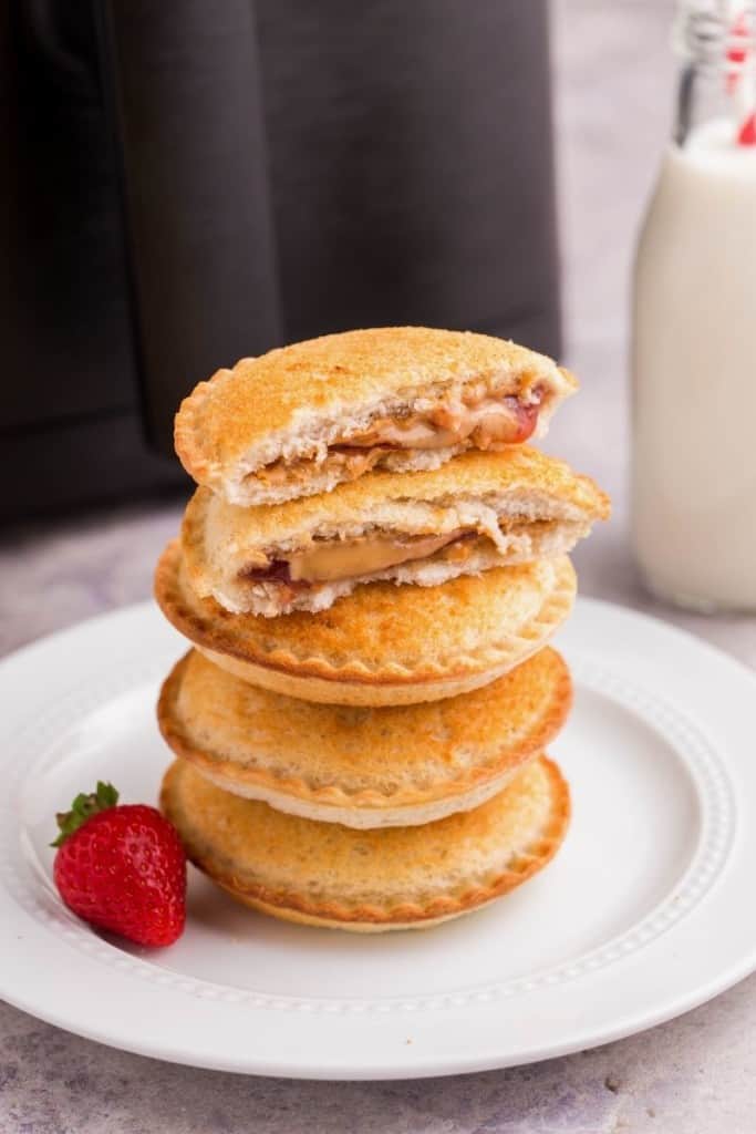 stack of air fryer uncrustables on plate