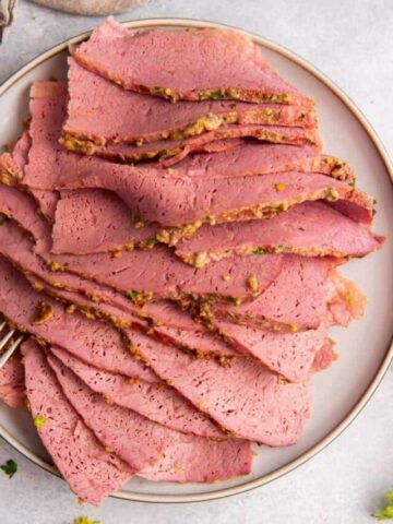 air fryer corned beef slices on plate