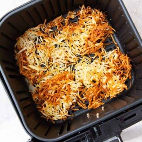 flip hash browns in air fryer halfway to cook evenly on both sides