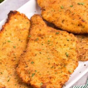 crispy chicken cutlets on plate