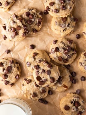 chocolate chip cookies without baking soda on parchment paper