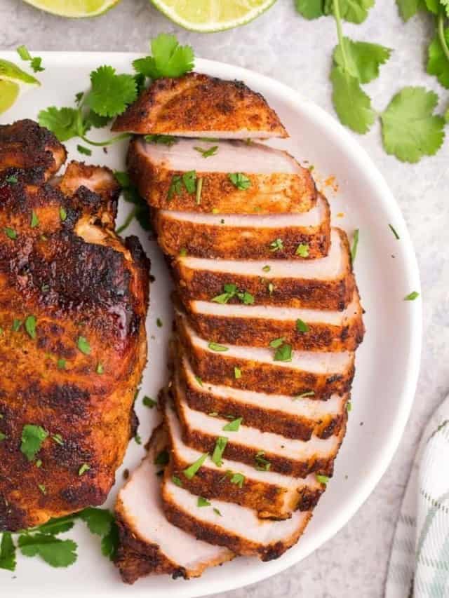 Thick Pork Chops in the Air Fryer (Chili Lime Flavor)