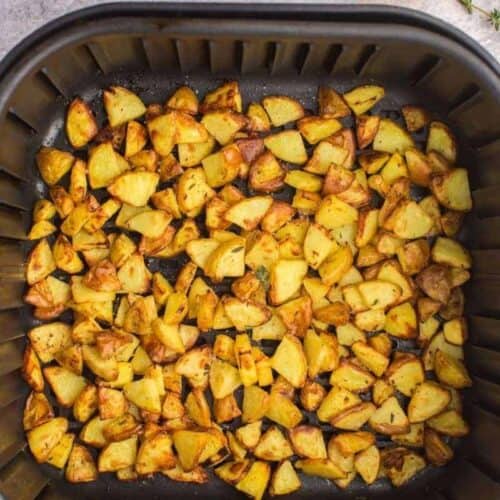 shake air fryer basket to mix up the diced potatoes