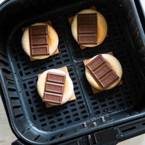 Smores ingredients inside the air fryer