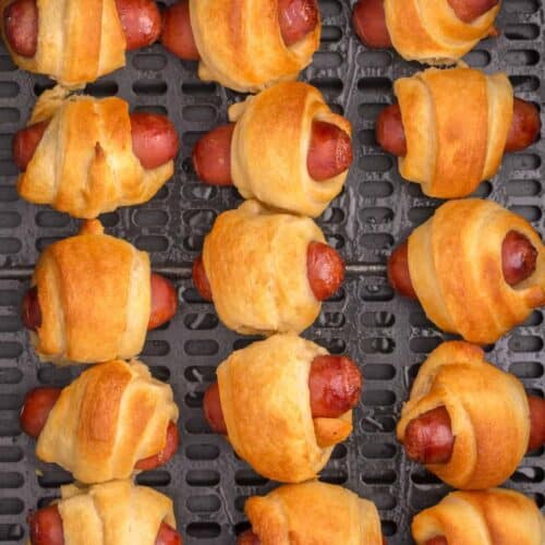 pigs in a blanket in an air fryer basket