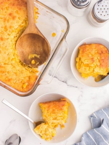 overhead view of corn casserole