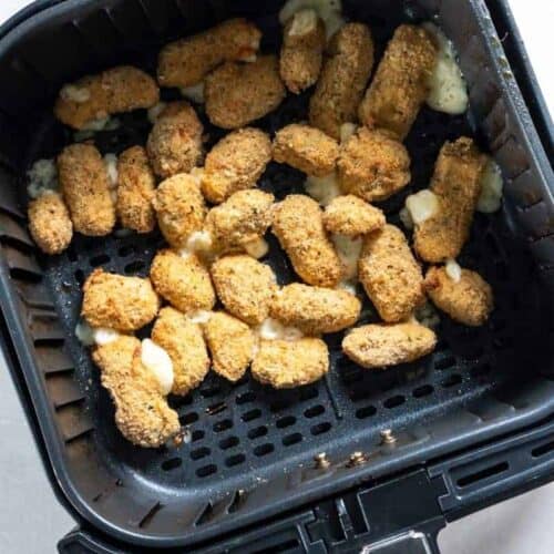 air fried cheese curds in basket