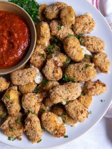 plate with air fryer cheese curds