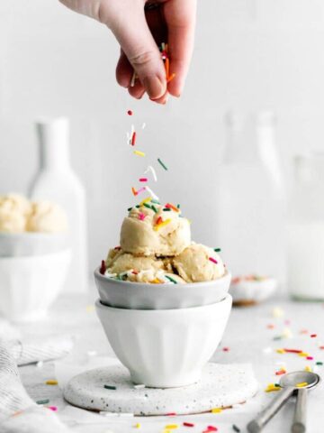 adding sprinkles to sugar cookie edible dough