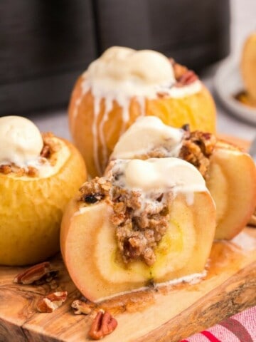 fried apples with ice cream