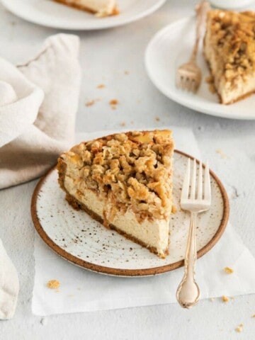 slice of pie on a plate with a fork