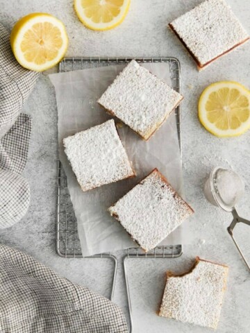 lemon cranberry bars on a wire rack