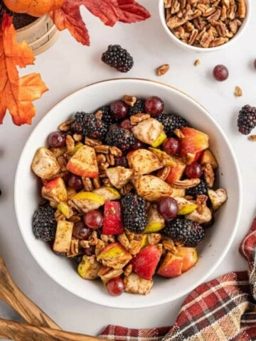 fall fruit salad in a white bowl