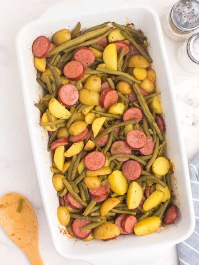 Baked Sausage Green Bean Potato Casserole Recipe!