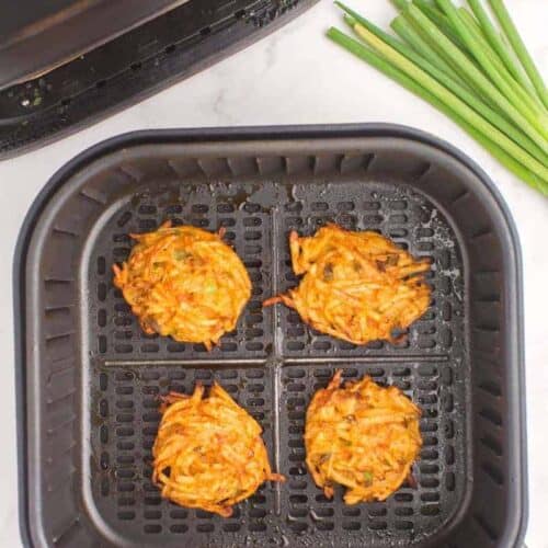 potato cakes in the air fryer basket