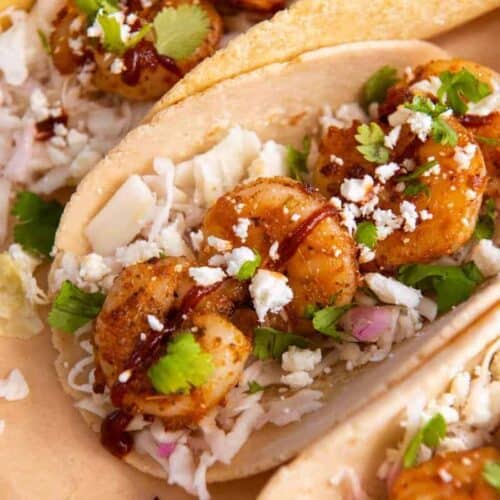 several shrimp tacos