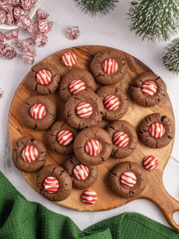 platter filled with candy cane kiss cookies