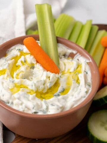 Tzatziki Sauce with a carrot and celery