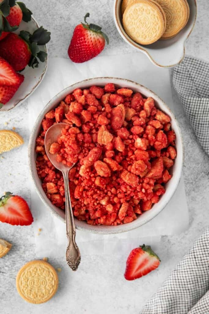 Strawberry flavored Cornstarch Chunks, Pebbles, Crumbs – Satisfying Crunchy