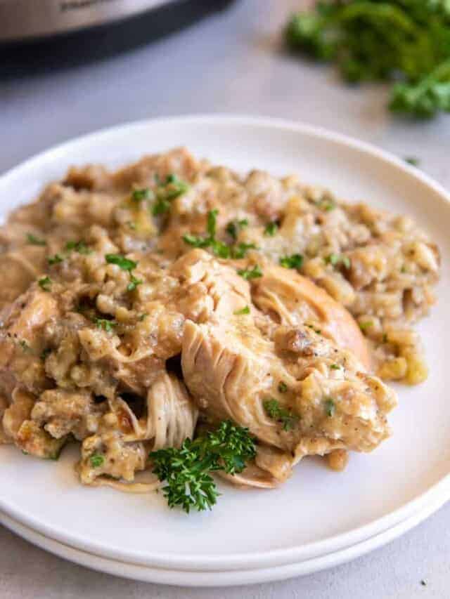 Easy Crock Pot Chicken and Stuffing