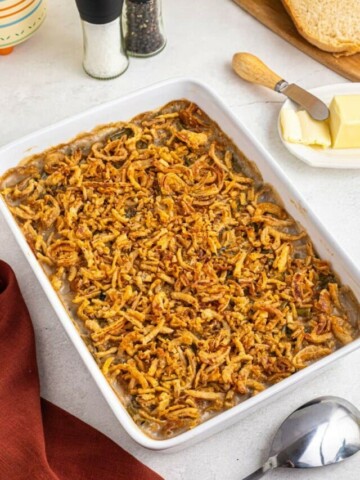 side view of del monte green bean casserole