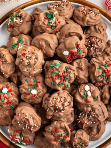 closeup of crockpot christmas candy