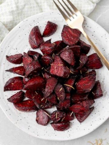 a plate full of air fryer beets