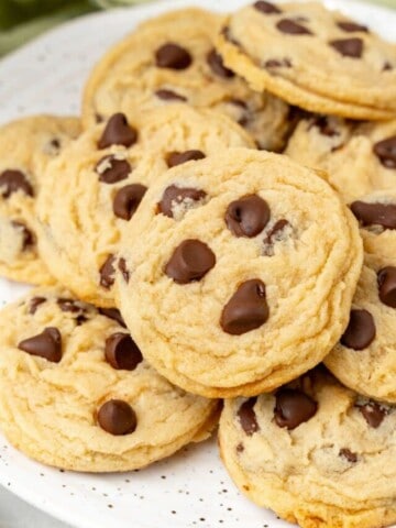 Chocolate chip cookies without eggs on a platter