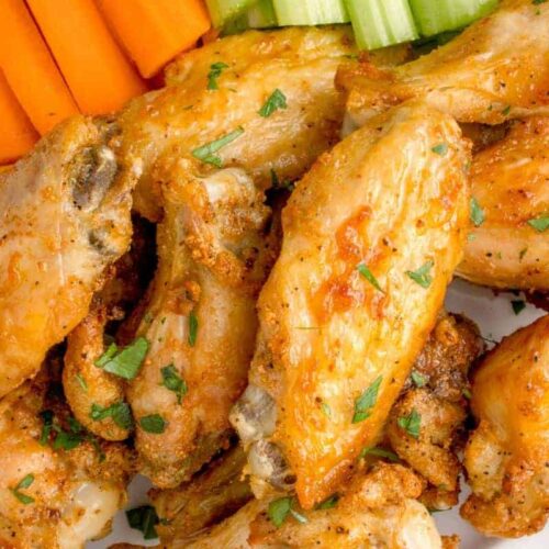 close up of crispy air fryer wings