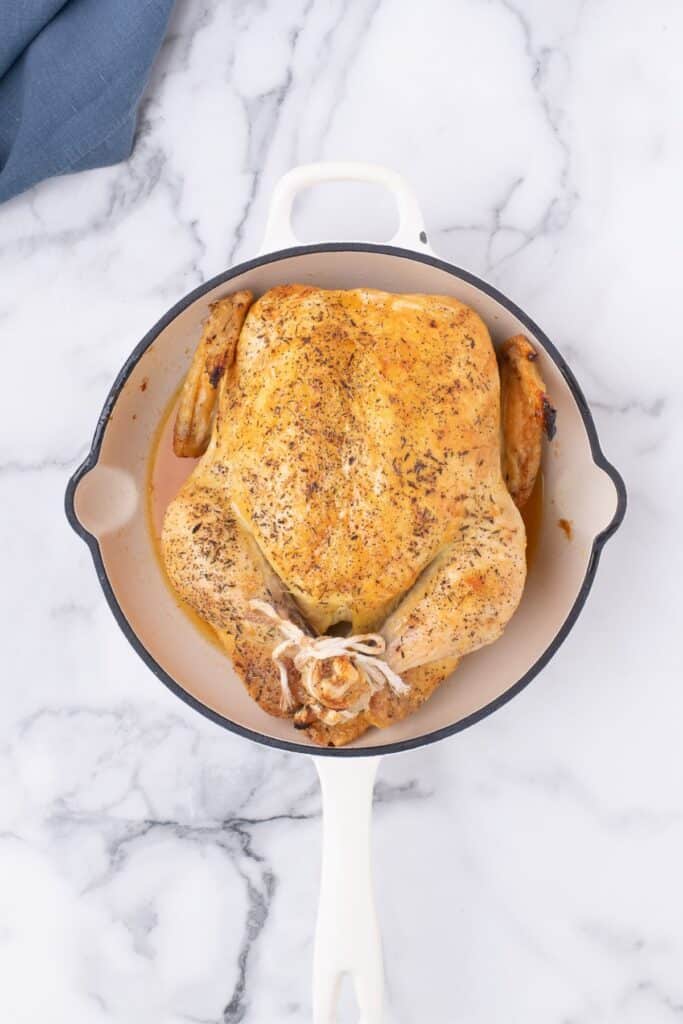 roasting chicken in cast iron skillet skin side down