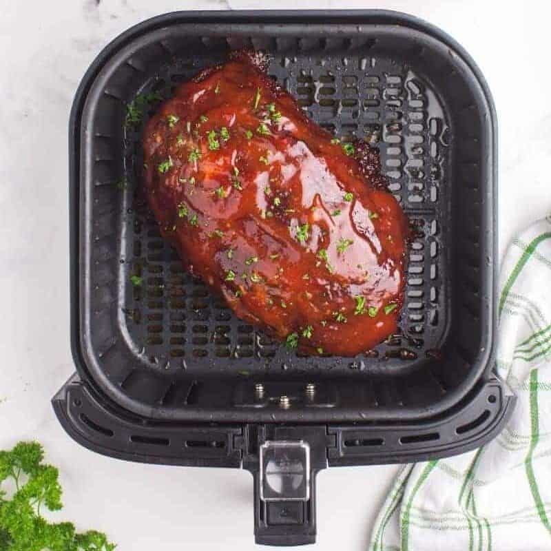 Cooked meatloaf in air fryer