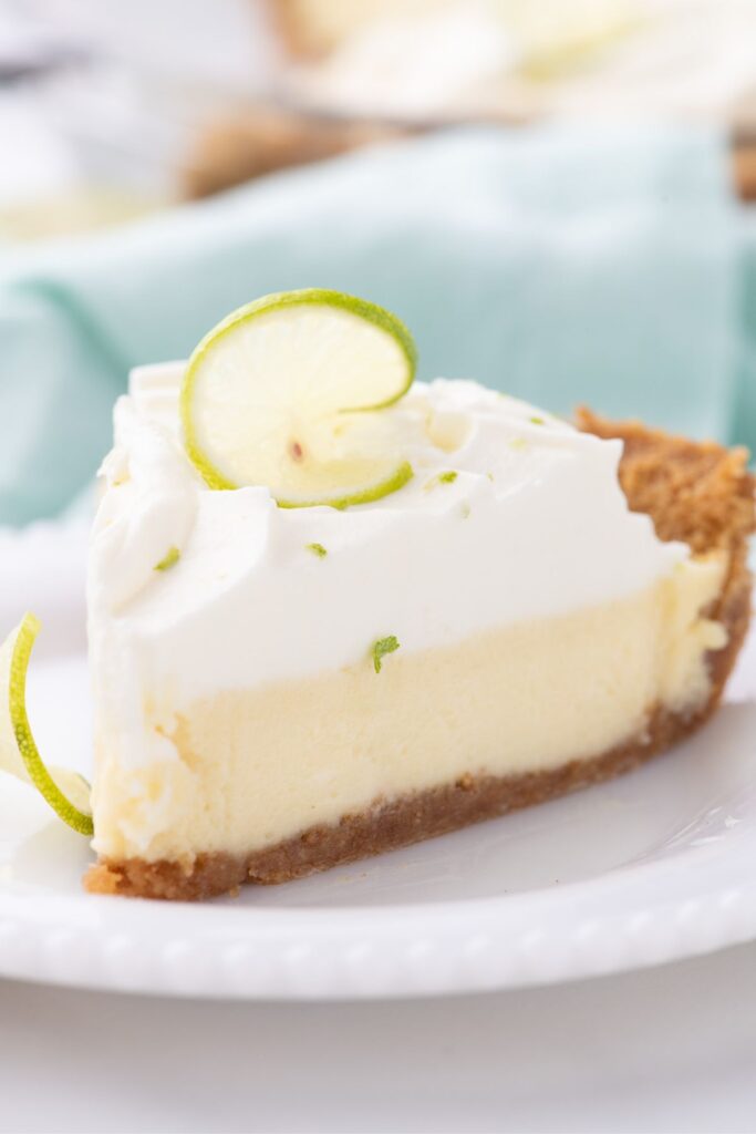 a slice of traditional key lime pie