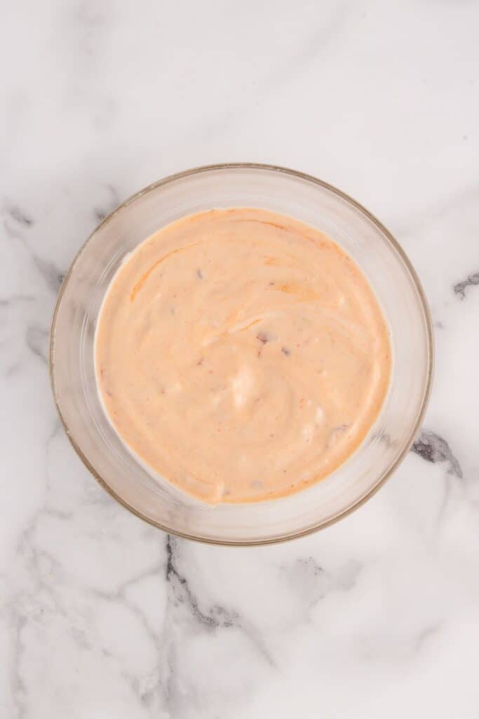 homemade chipotle mayo in a glass bowl 