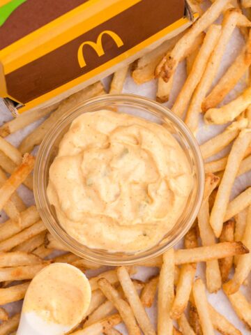 big mac sauce in a bowl with french fries