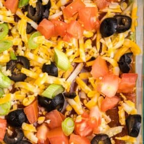 Overhead image of 7 layer dip.