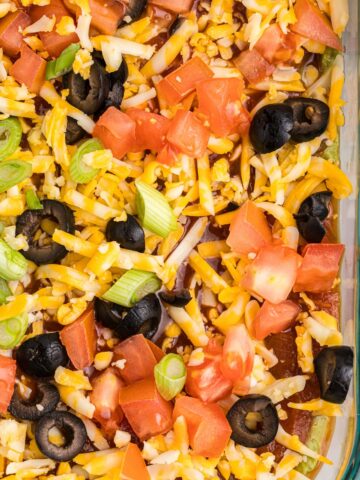 Overhead image of 7 layer dip.