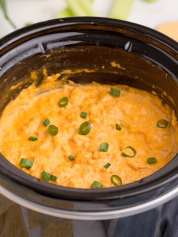 Crockpot with Buffalo chicken dip.