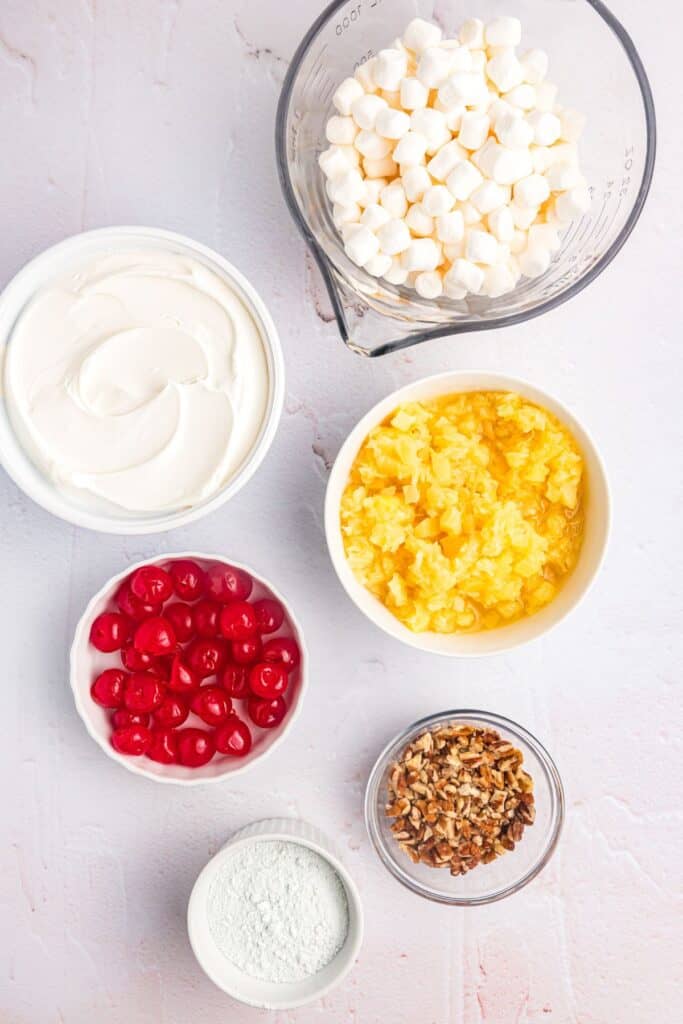 Ingredients in containers to make pistachio salad